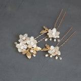 Jonnafe Freshwater Pearls Hair Pins Bridal Jewelry Flower Wedding Headpiece