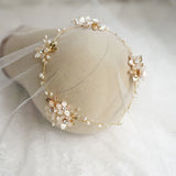 Jonnafe Freshwater Pearls Wedding Hair Jewelry Vine Flower Bridal Tiara Headband
