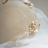 Jonnafe Freshwater Pearls Wedding Hair Jewelry Vine Flower Bridal Tiara Headband