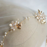 Jonnafe Freshwater Pearls Wedding Hair Jewelry Vine Flower Bridal Tiara Headband