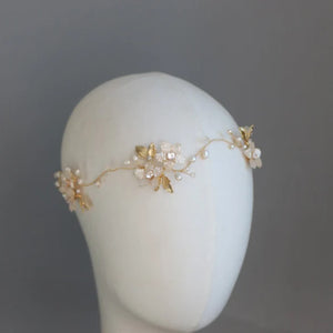 Jonnafe Freshwater Pearls Wedding Hair Jewelry Vine Flower Bridal Tiara Headband