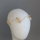 Jonnafe Freshwater Pearls Wedding Hair Jewelry Vine Flower Bridal Tiara Headband