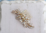 Jonnafe Leaf Hair Comb Boho Hairpiece Pearls Wedding Hair Accessories