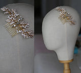 Jonnafe Leaf Hair Comb Boho Hairpiece Pearls Wedding Hair Accessories