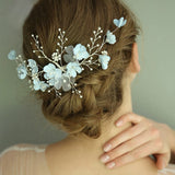 Jonnafe Floral Hair Comb Pearls Bridal Hair Jewelry