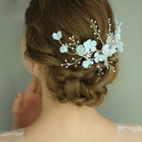 Jonnafe Floral Hair Comb Pearls Bridal Hair Jewelry