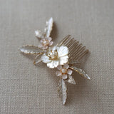 Jonnafe Natural Shell Flower Women Headpiece Bridal Small Hair Comb