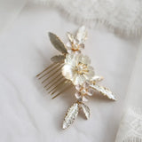 Jonnafe Natural Shell Flower Women Headpiece Bridal Small Hair Comb