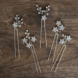 Jonnafe Shine Rhinestone Floral Wedding Hair Pins Set