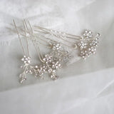 Jonnafe Shine Rhinestone Floral Wedding Hair Pins Set