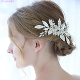 Jonnafe Silver Leaf Bridal Hair Comb Wedding Hair Accessories