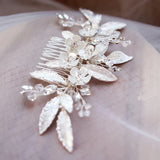 Jonnafe Silver Leaf Bridal Hair Comb Wedding Hair Accessories