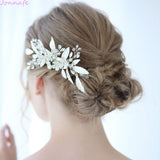 Jonnafe Silver Leaf Bridal Hair Comb Wedding Hair Accessories