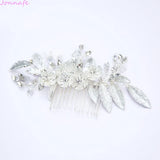 Jonnafe Silver Leaf Bridal Hair Comb Wedding Hair Accessories