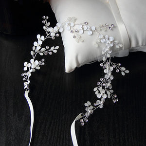 Jonnafe Silver Bridal Headband Flower Hair Vine Jewelry Women Headpiece