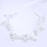Jonnafe Silver Bridal Headband Flower Hair Vine Jewelry Women Headpiece