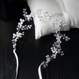 Jonnafe Silver Bridal Headband Flower Hair Vine Jewelry Women Headpiece