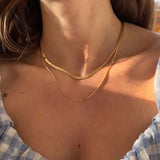 Snake Chain Choker Necklace Stainless Steel Women