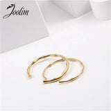 PVD Plated Bamboo Joint Open Mouth Bracelet Drop