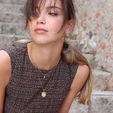 Layered Coin Pendant Bead Chain Stainless Steel Necklace