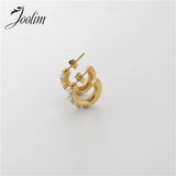 High End PVD Tarnish Pearl Hoop Earring