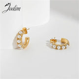 High End PVD Tarnish Pearl Hoop Earring