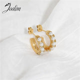 High End PVD Tarnish Pearl Hoop Earring