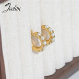 High End PVD Tarnish Pearl Hoop Earring