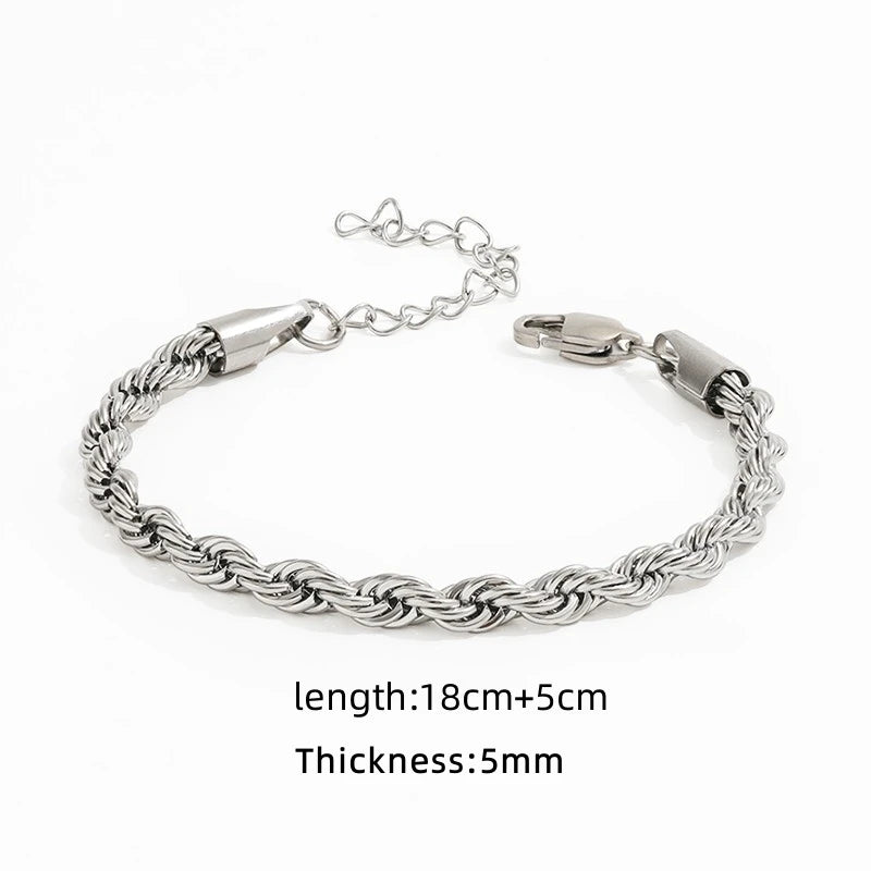 High End PVD Twisted Rope Chain Bracelet