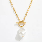 High End PVD Baroque Pearl Pendant Necklace