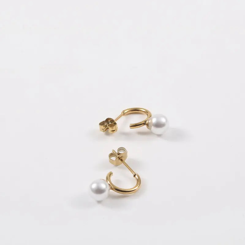 Pearl Drop Hoop Earrings for Women