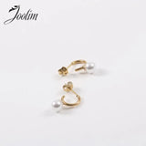 Pearl Drop Hoop Earrings for Women