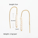Tassel Pearl Chain Hoop Stainless Steel Earring for Women