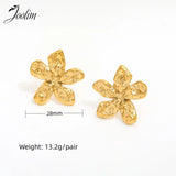 Chunky Flower Pearl Stud Stainless Steel Earring for Women