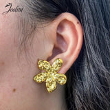 Chunky Flower Pearl Stud Stainless Steel Earring for Women