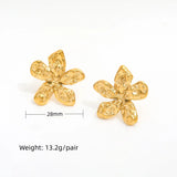 Chunky Flower Pearl Stud Stainless Steel Earring for Women