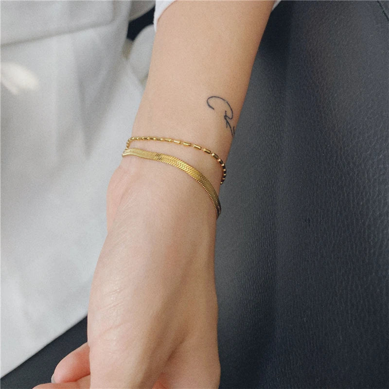 Snake Chain Charm Bracelet Set for Women
