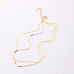 Stylish Jewelry PVD Double Layer Herringbone Necklace