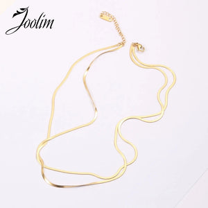 Stylish Jewelry PVD Double Layer Herringbone Necklace