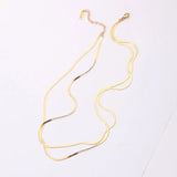Stylish Jewelry PVD Double Layer Herringbone Necklace