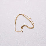 Double Layered Box Chain CZ Charm Bracelet