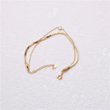 Double Layered Box Chain CZ Charm Bracelet