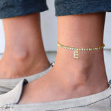 18K PVD Plated Zirconia Stainless Steel Anklet for Women
