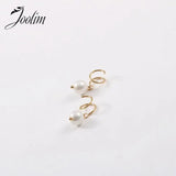 High End PVD Spiral Needle Freshwater Pearl Hoop Earring