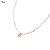 Round Drill Rice Pearl And Bead Necklace Waterproof Jewelry