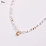 Round Drill Rice Pearl And Bead Necklace Waterproof Jewelry