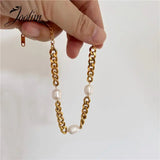 Natural Freshwater Pearl Stainless Steel Bracelet