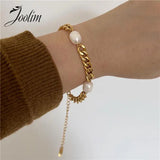 Natural Freshwater Pearl Stainless Steel Bracelet