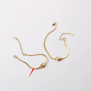 Heart Snake Chain Bracelet Stainless Steel Gift Women