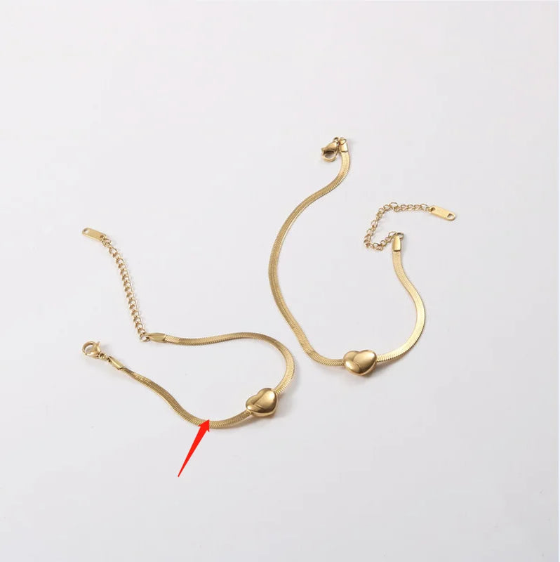 Heart Snake Chain Bracelet Stainless Steel Gift Women
